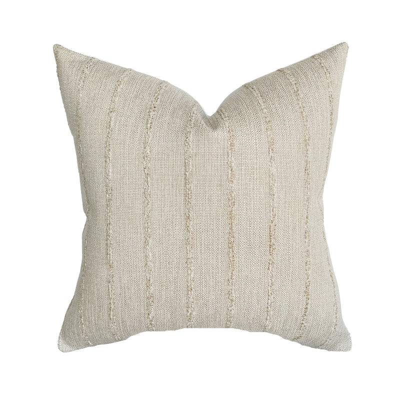 Chloe | Sandy Beige Stripe Pillow Cover | Linen and James