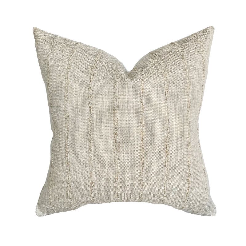 Chloe | Sandy Beige Stripe Pillow Cover | Linen & James