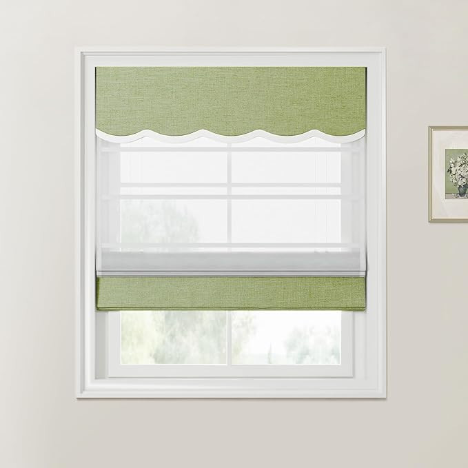 ChadMade Aesthetic Roman Blinds for Dining Room Living Room, Customized Linen Blend Privacy Prote... | Amazon (US)