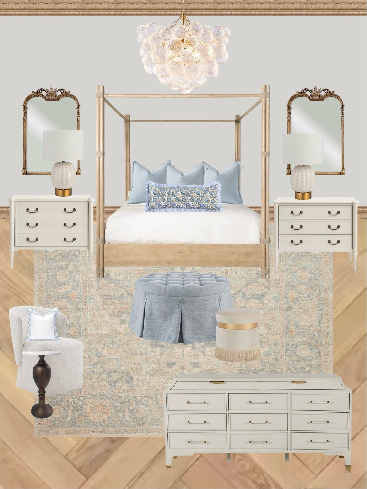 Bedroom design
Amazon bedroom
Wayfair bedroom
Cheap bedside tables 
Gold mirror
Dresser
Blue rug

#LTKSaleAlert #LTKHome #LTKdayinmylife