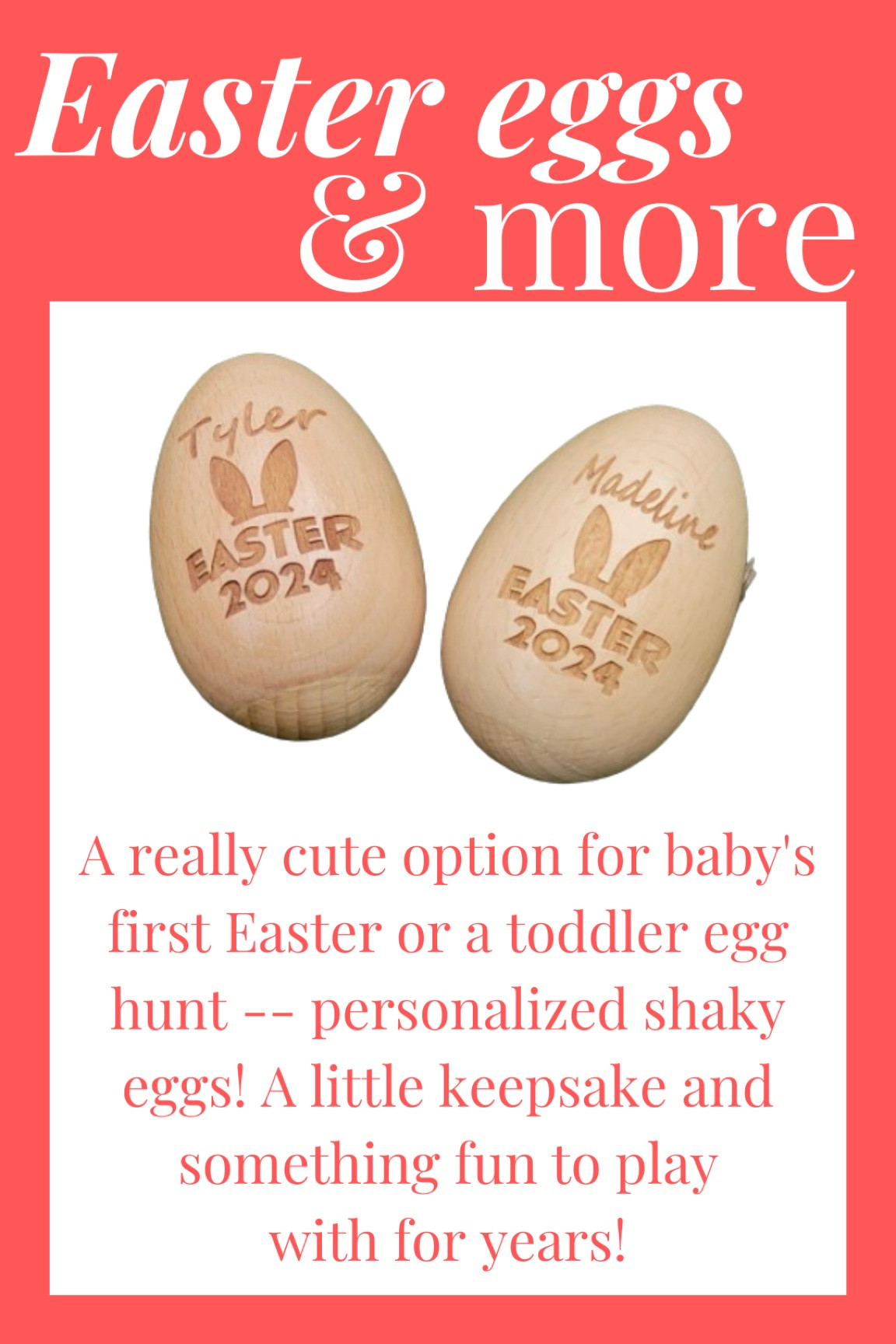 Personalized shaky eggs to celebrate a first Easter for baby or a toddler Easter — and to use as a musical instrument toy for years to come! 

#LTKSeasonal #LTKbaby #LTKkids