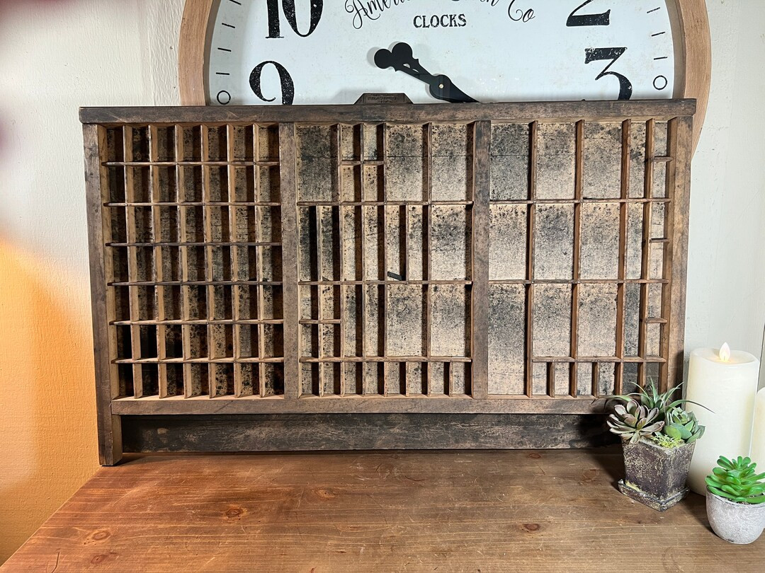 Antique, Wood Printers Box, Type Set Drawer, Tray, Shadow Box, Display Case, 1960"s, 32" P/5-2-12 | Etsy (US)