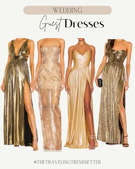 Wedding guest dress - gold - formal dress - midi dress-  revolve 

#LTKworkwear #LTKfindsunder100 #LTKwedding