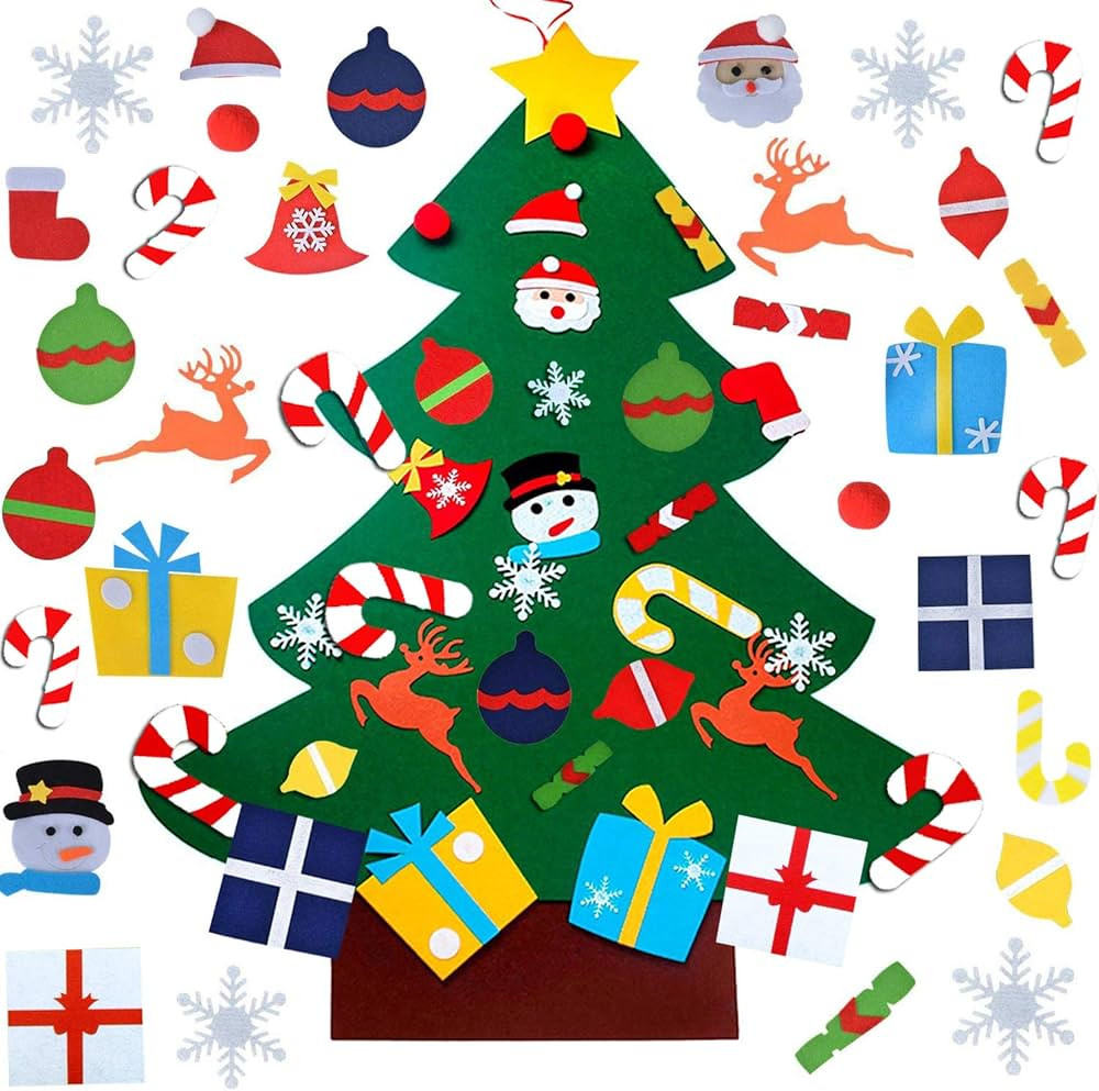UMEELR Felt Christmas Tree for Toddlers Kids, 3.3FT DIY Wall Christmas Felt Tree with 31 Pcs Deta... | Amazon (US)