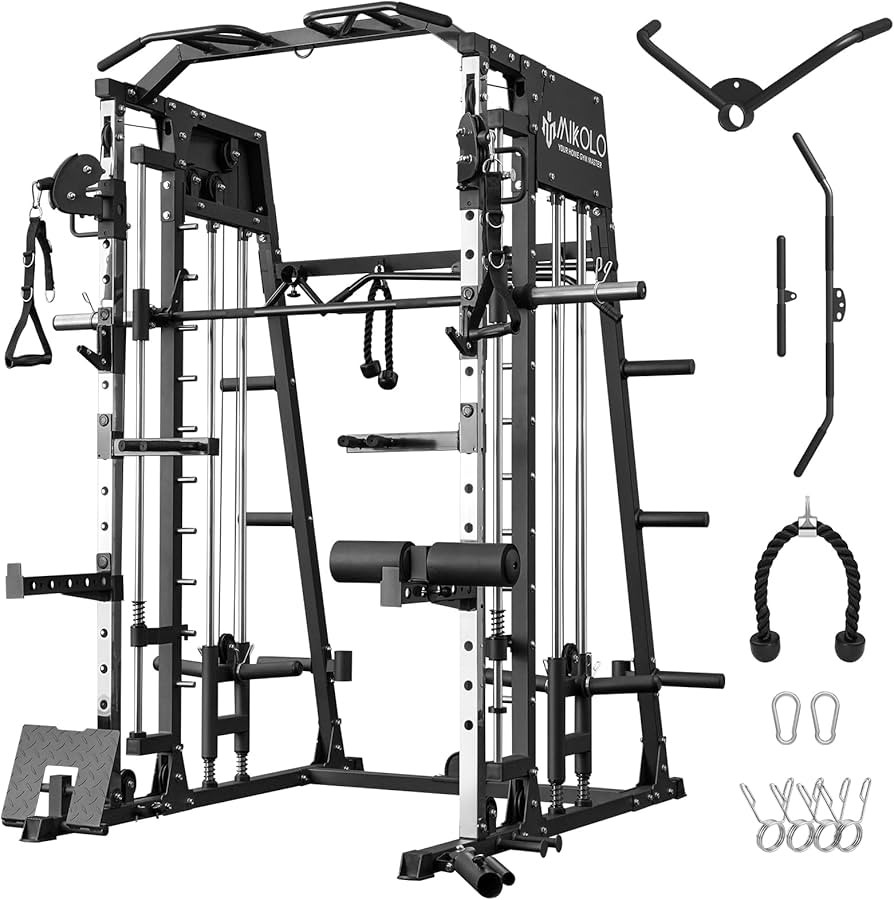 Mikolo Smith Machine, 2200lbs Squat Rack with LAT-Pull Down System & Cable Crossover Machine, Tra... | Amazon (US)