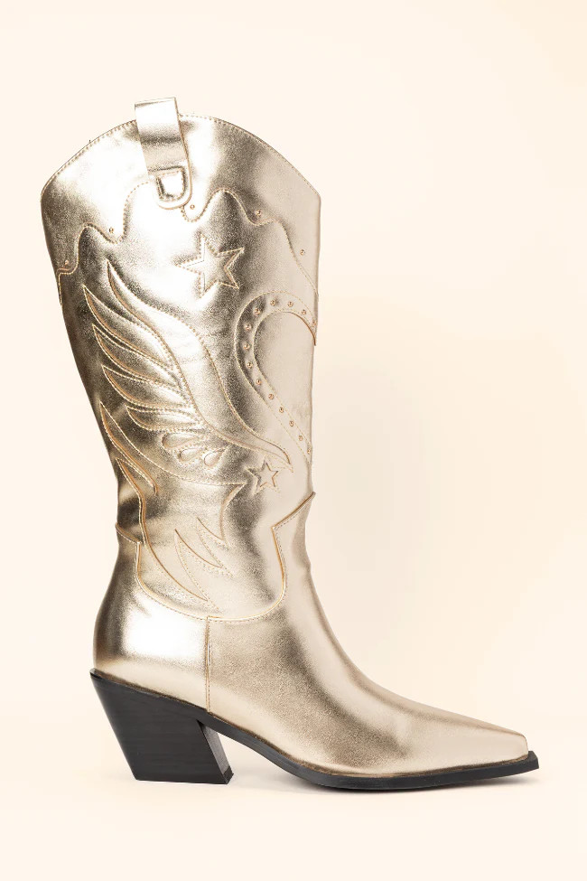 Everlyn Gold Metallic Western Boots FINAL SALE | Pink Lily