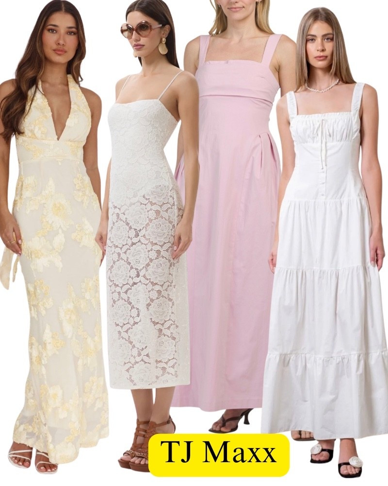 Designer dresses on sale at TJ Maxx, yellow, halter, maxi, lace, strapless, pink, white, spring, summer, wedding guest, date night.

#LTKSaleAlert #LTKWedding #LTKSeasonal