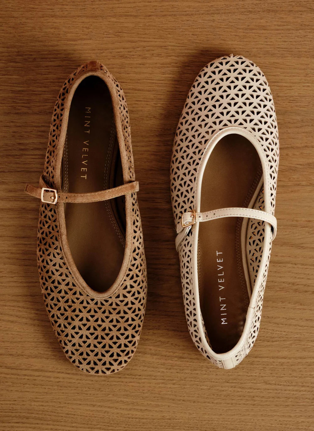 Tabi Cream Leather Ballet Flats | Mint Velvet