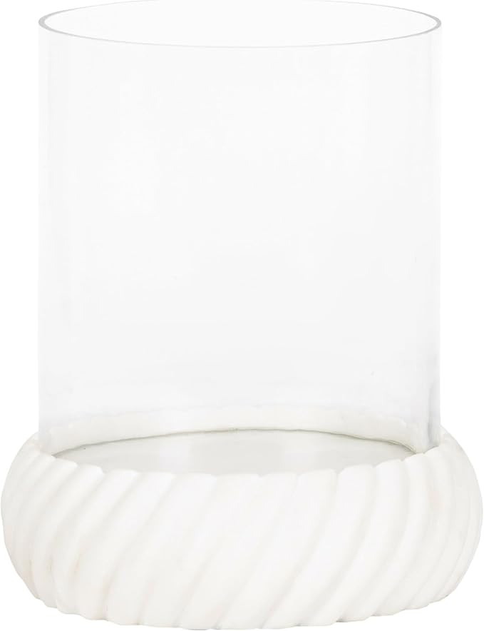 Kate and Laurel Trenza Modern Marble Candle Holder with Glass Cylinder, 8 x 8 x 9, White Marble, ... | Amazon (US)
