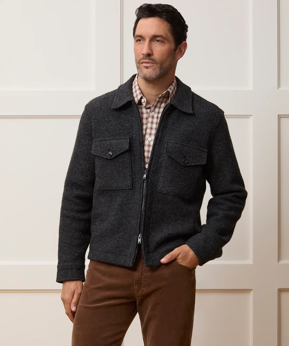 Italian Boiled Wool Full-Zip CPO Jacket | Todd Snyder