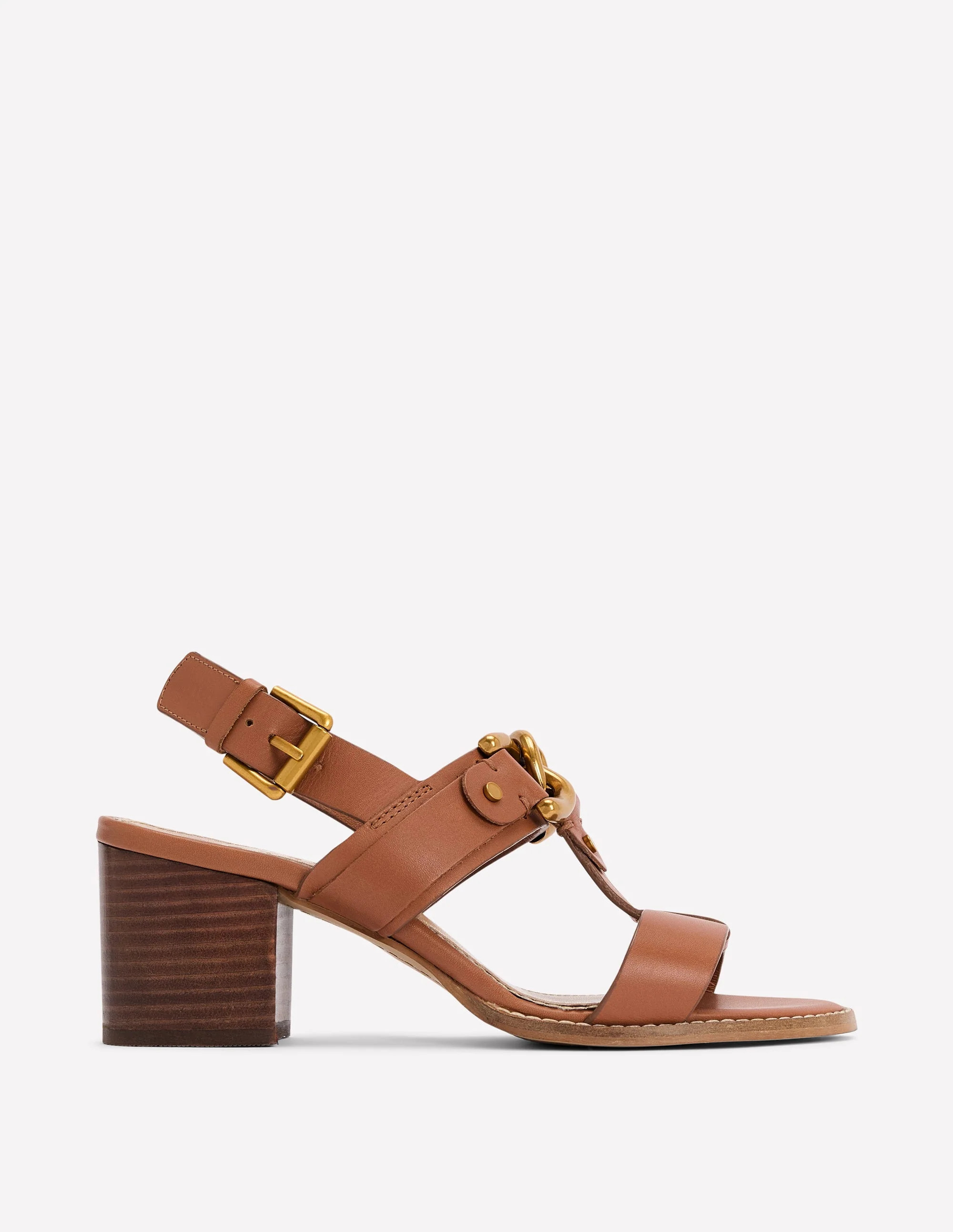 Block Heel Hardware Sandals-Tan | Boden (US)