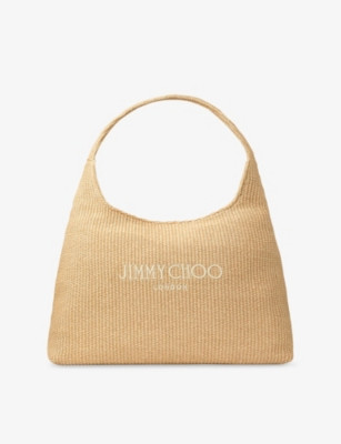 Beach Diamond Logo-Embroidered Hobo Raffia Bag | Selfridges