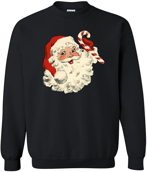 KLATCH Retro Santa Claus Candy Cane Christmas Sweatshirt Premium Quality Pull Over Top Crew Neck ... | Amazon (US)