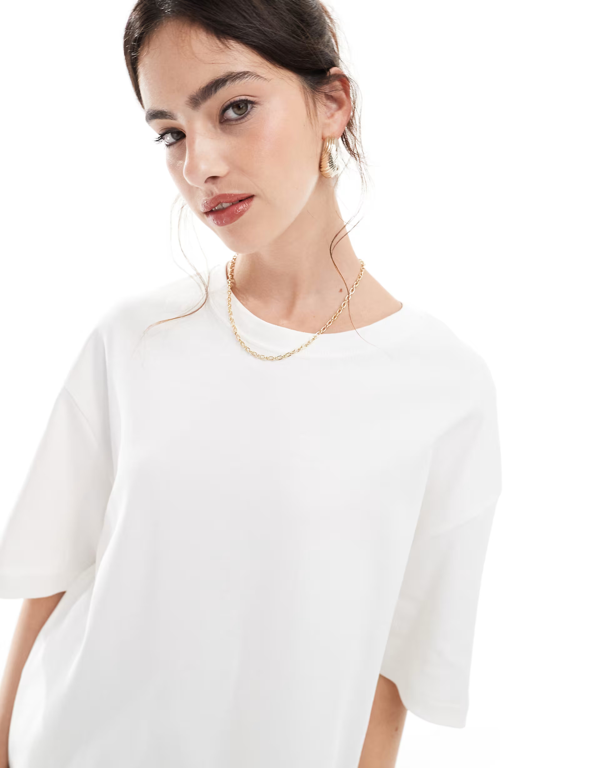 Stradivarius oversized heavy cotton t-shirt in white | ASOS (Global)