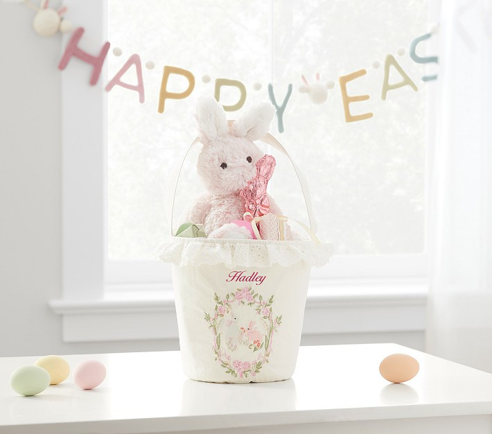 LoveShackFancy Embroidered Bunny Easter Treat Bucket | Pottery Barn Kids