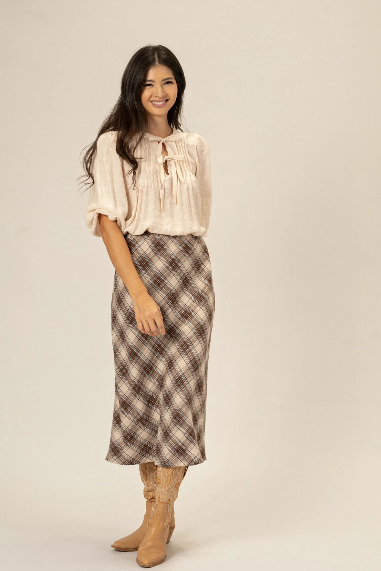Remi Plaid Midi Skirt | Morning Lavender