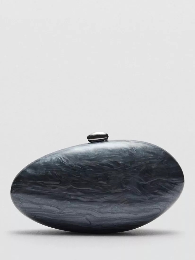 Mango Mona Pebble Clutch Bag, Dark Blue | John Lewis (UK)