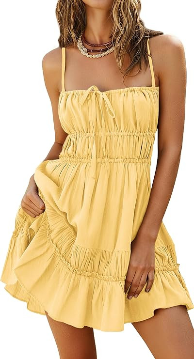 Kate Kasin Womens Sleeveless Backless Mini Dress, Summer Boho Dresses with Pockets, Beach Vacatio... | Amazon (US)