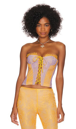 Carmen Corset in Orange & Lilac | Revolve Clothing (Global)