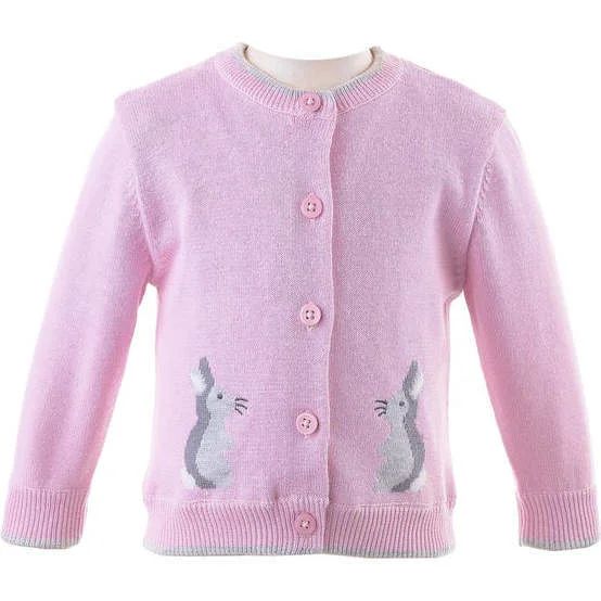 Bunny Intarsia Cardigan, Pink | Maisonette