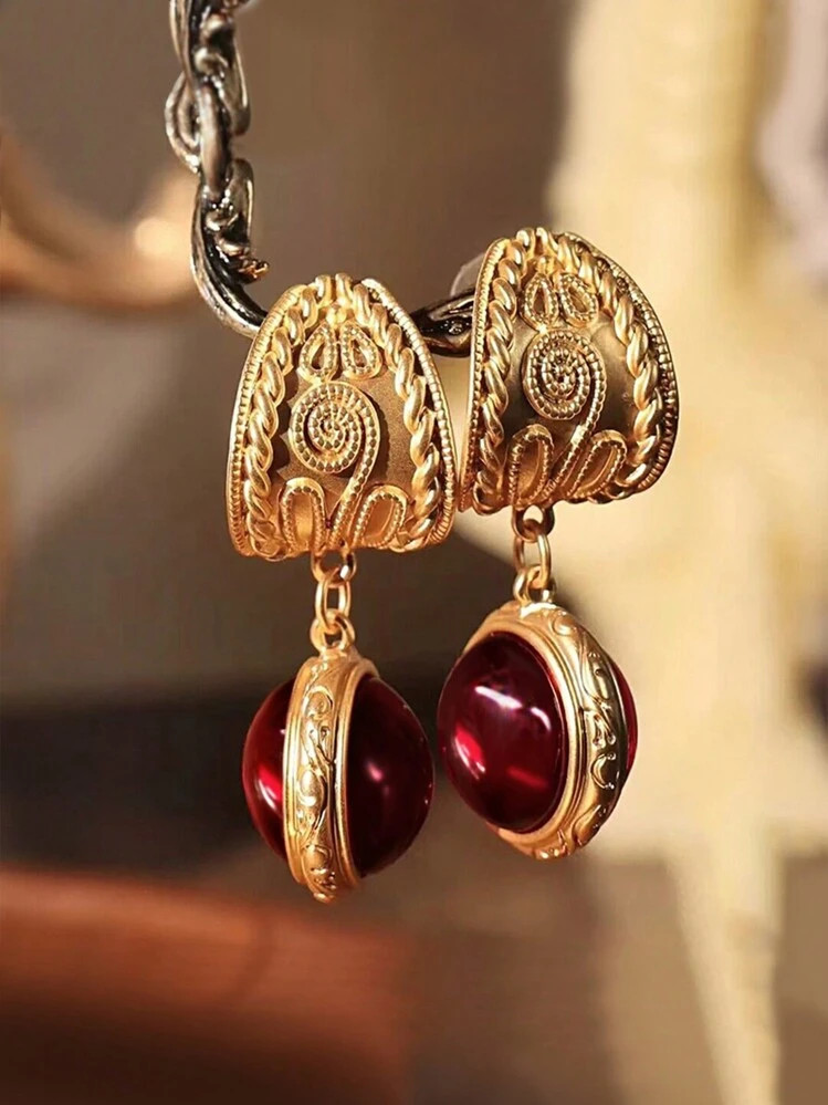 1 Pair Of Western European Fashionable Retro Popular Bohemian Palace Elegance Unique   Geometric ... | SHEIN