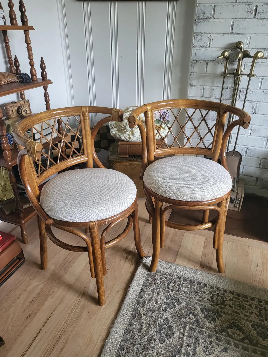Pair of Vintage Bamboo Rattan Bistro Chairs - Etsy | Etsy (US)