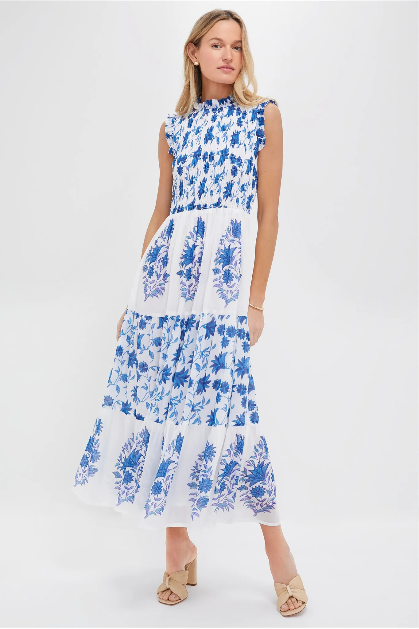 Marion Blue Sleeveless Smocked Maxi Dress | Tuckernuck (US)