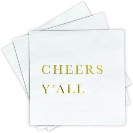 Cheers Y’all Christmas Cocktail Napkins – Gold Foil 3-Ply Disposable Napkins for Christmas Pa... | Amazon (US)