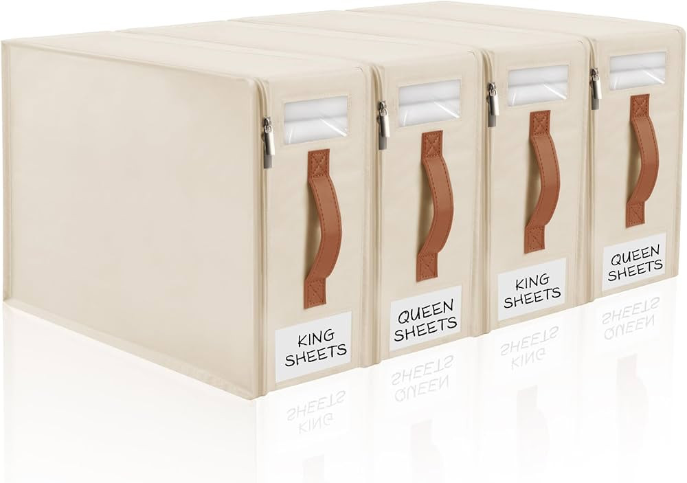 Bed Sheet Organizer 4 Pack - No Insects Entry Sheet Organizers and Storage with Zipper, Label, Ha... | Amazon (CA)