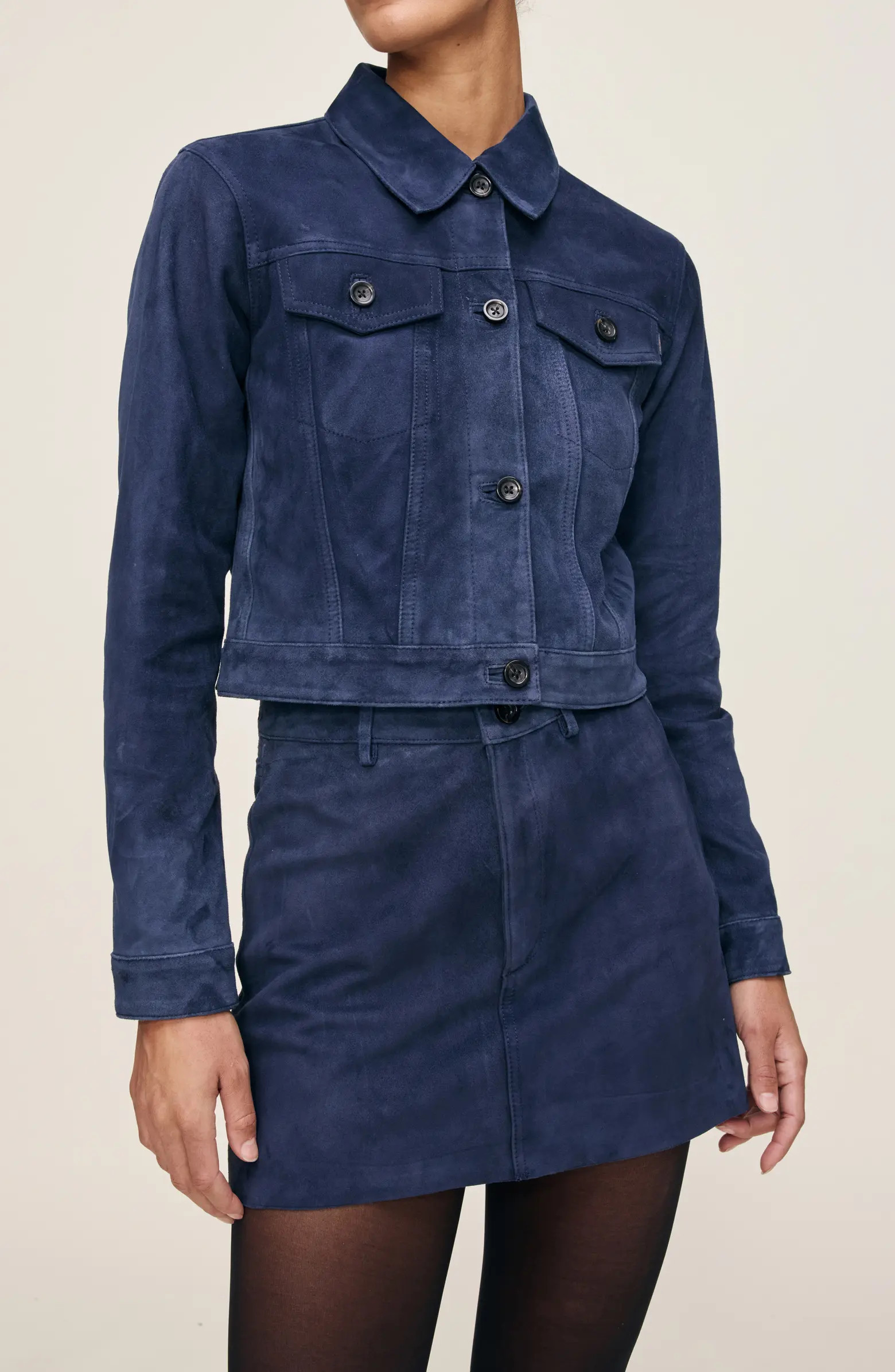 Vika Crop Suede Trucker Jacket | Nordstrom