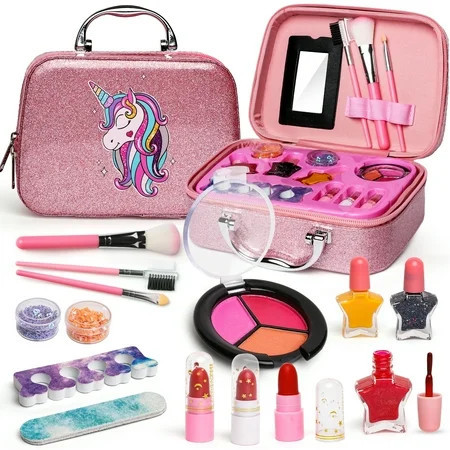 Beefunni Pretend Makeup Kit for Girls with Cosmetic Bag for Birthday Christmas Toy Makeup Set for Toddler Little Girls Age 3+ | Walmart (US)