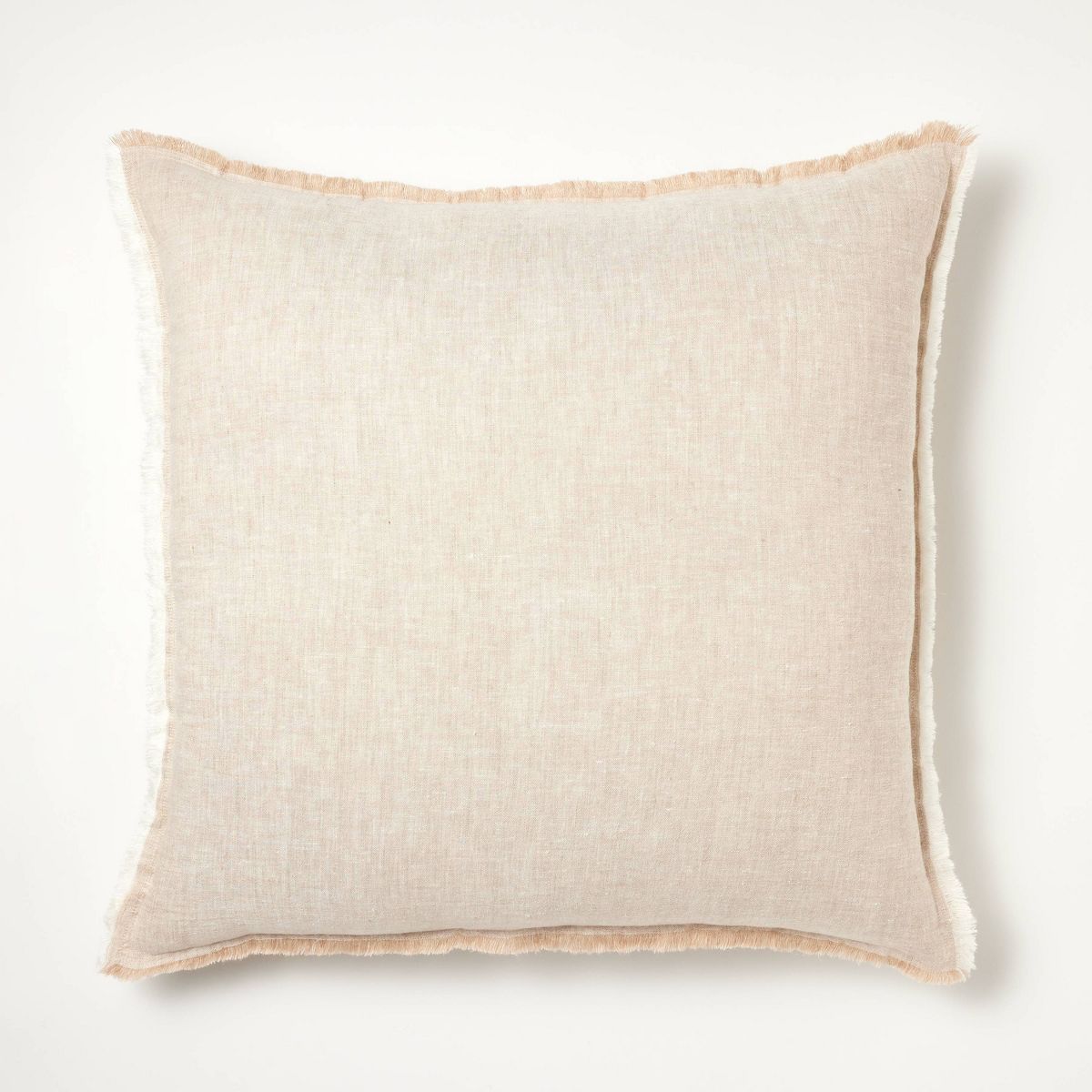 Oversized Reversible Linen Square Throw Pillow with Frayed Edges Beige - Threshold™ designed wi... | Target
