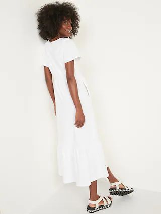 Short-Sleeve Tiered Slub-Knit Midi Swing Dress for Women | Old Navy (US)