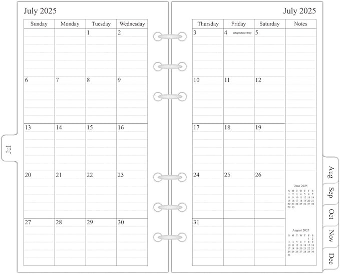newestor 2025-2026 Planner Refill, Monthly, 3-3/4" x 6-3/4", Jul 2025 to Dec 2026, Personal/Porta... | Amazon (US)