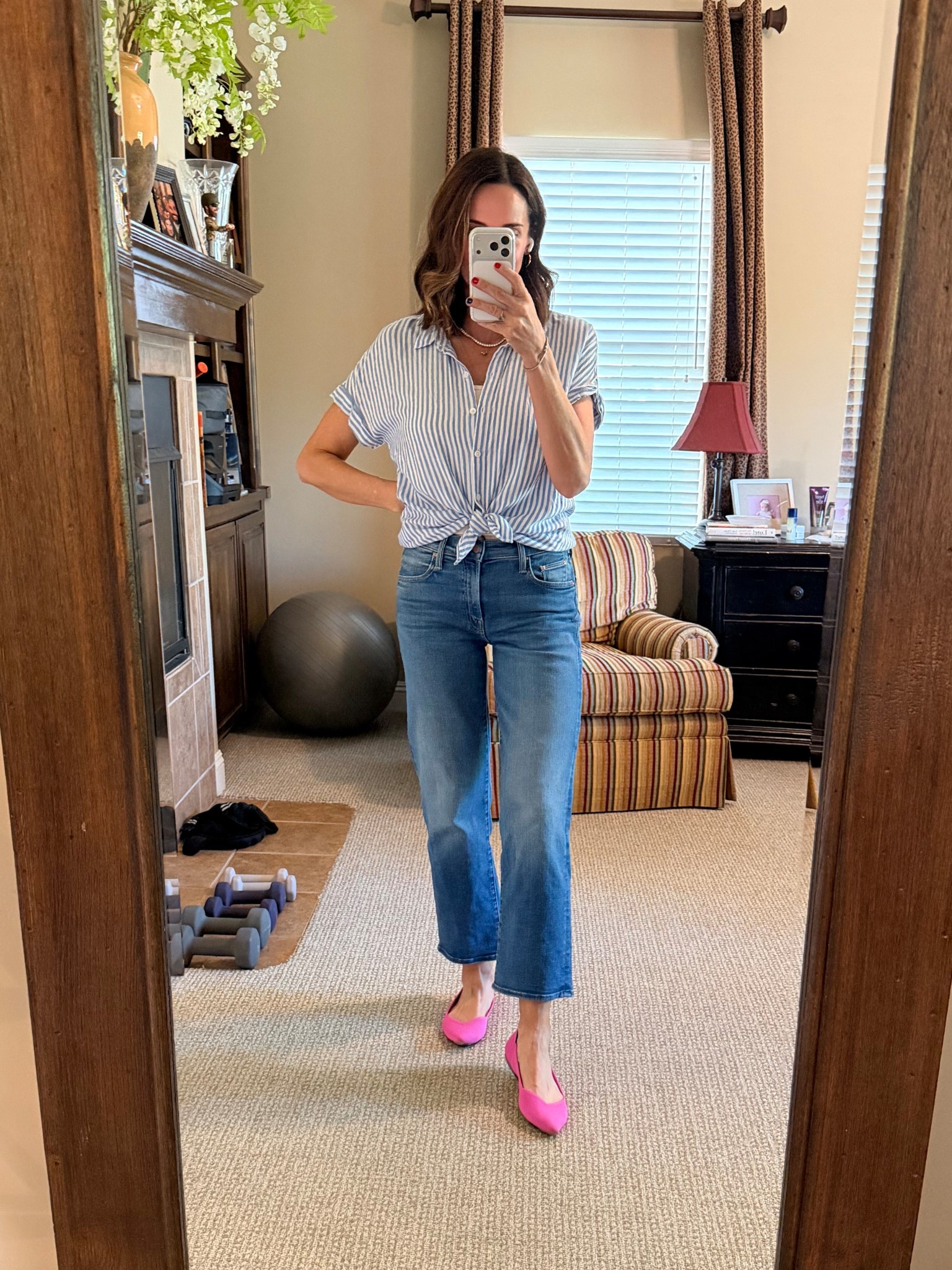 Size down in denim.  I sized down 1 and they are still relaxed.  
Size up 1/2 size in points.  

#LTKOver40 #LTKootd #LTKActive