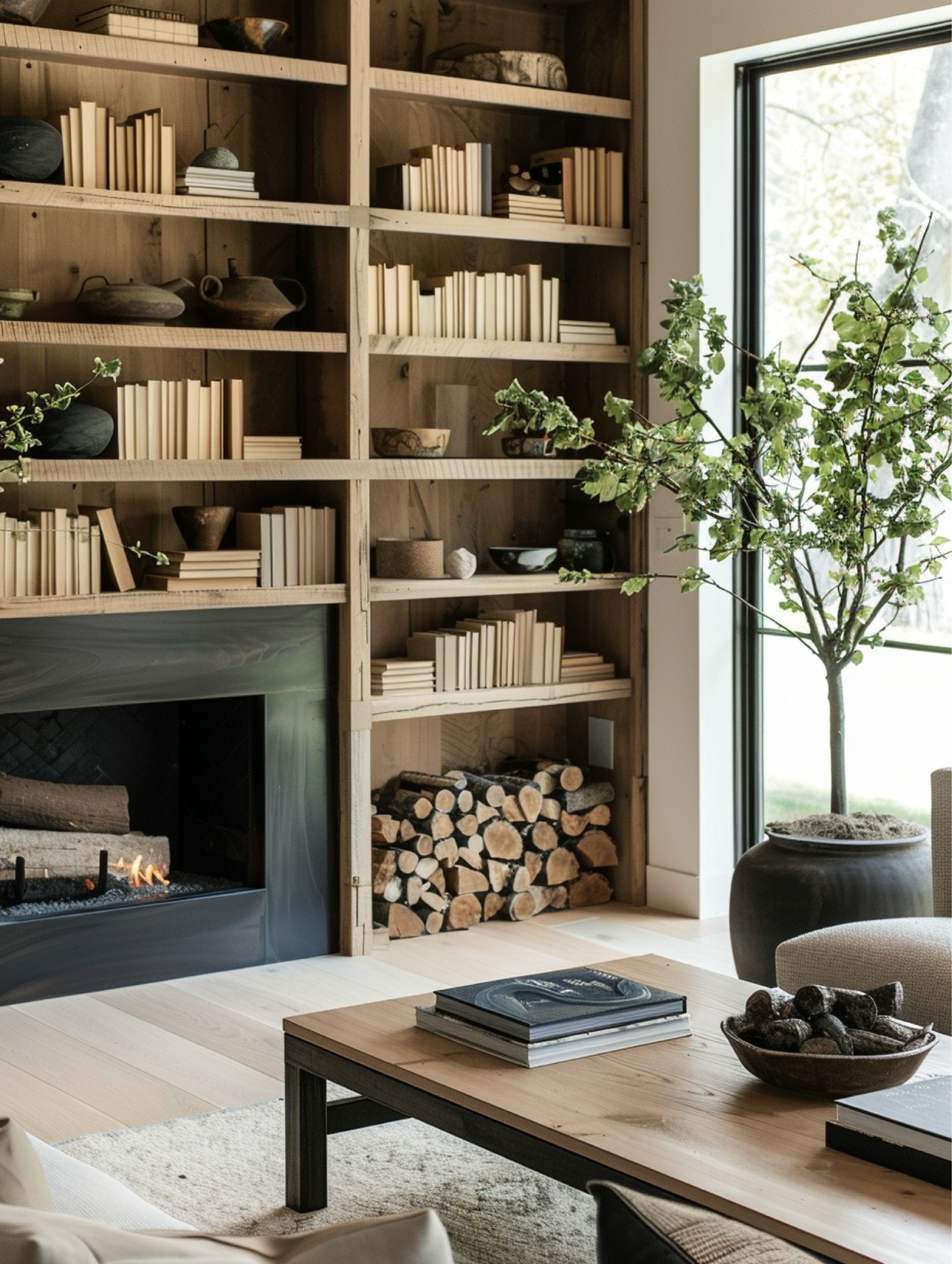 A moment for these wood shelves 🤌🏼 This home library space is the perfect blend of cozy warmth and modern rustic | home library, office library, moody interior, rustic modern, modern rustic, wood shelves |

#LTKHome