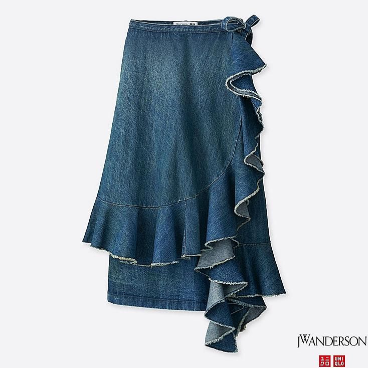 UNIQLO Women's JWA Denim Ruffle Wrap Skirt, Blue, XS | UNIQLO (US)