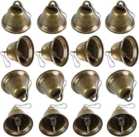 BigOtters Craft Bells, 16PCS Bronze Jingle Bells Vintage Bells (1.7" X 1.5") with Spring Hooks Ha... | Amazon (US)