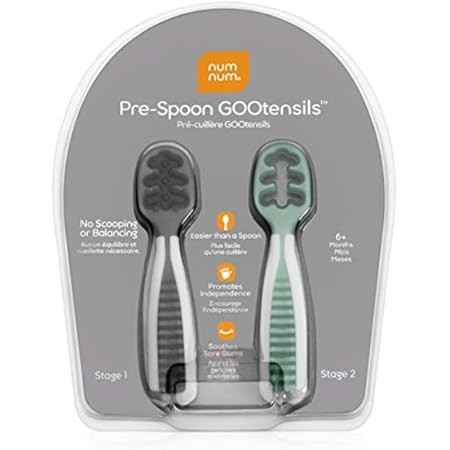 NumNum Pre-Spoon GOOtensils | Baby Spoon Set (Stage 1 + Stage 2) | BPA Free Silicone Self Feeding To | Amazon (US)
