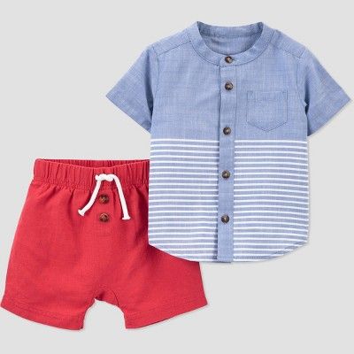 Baby Boys' Chambray Top & Short Set - Just One You® made by carter's Red | Target