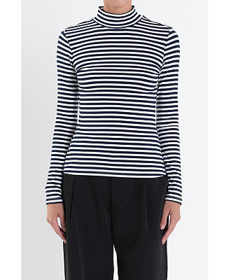 Women's Stripe Turtle Neck Top | Macy's