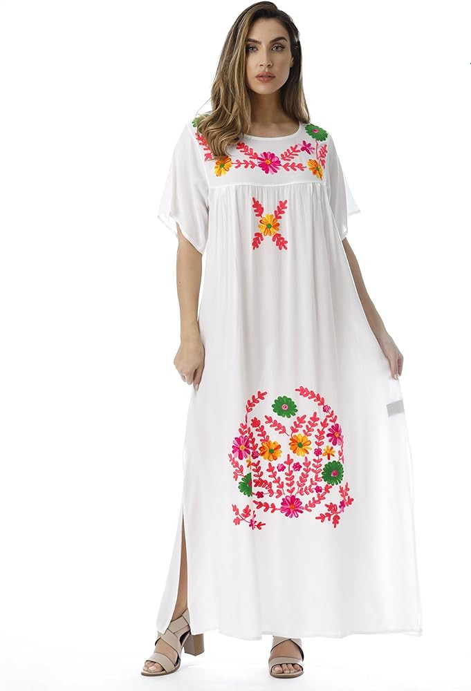 Riviera Sun Embroidered Maxi Dress with Double Side Slits | Amazon (US)