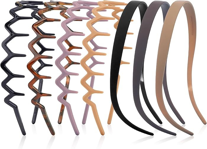 VELSCRUN Zig Zag Claw Comb Headbands for Women Girls, Plastic Curly Head Band Thin Hair Band with... | Amazon (US)
