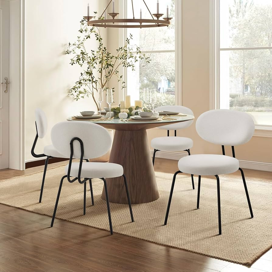 COLAMY Upholstered Fabric Dining Chairs Set of 4, Mid Centry Modern Dining Room Kitchen Side Chai... | Amazon (US)