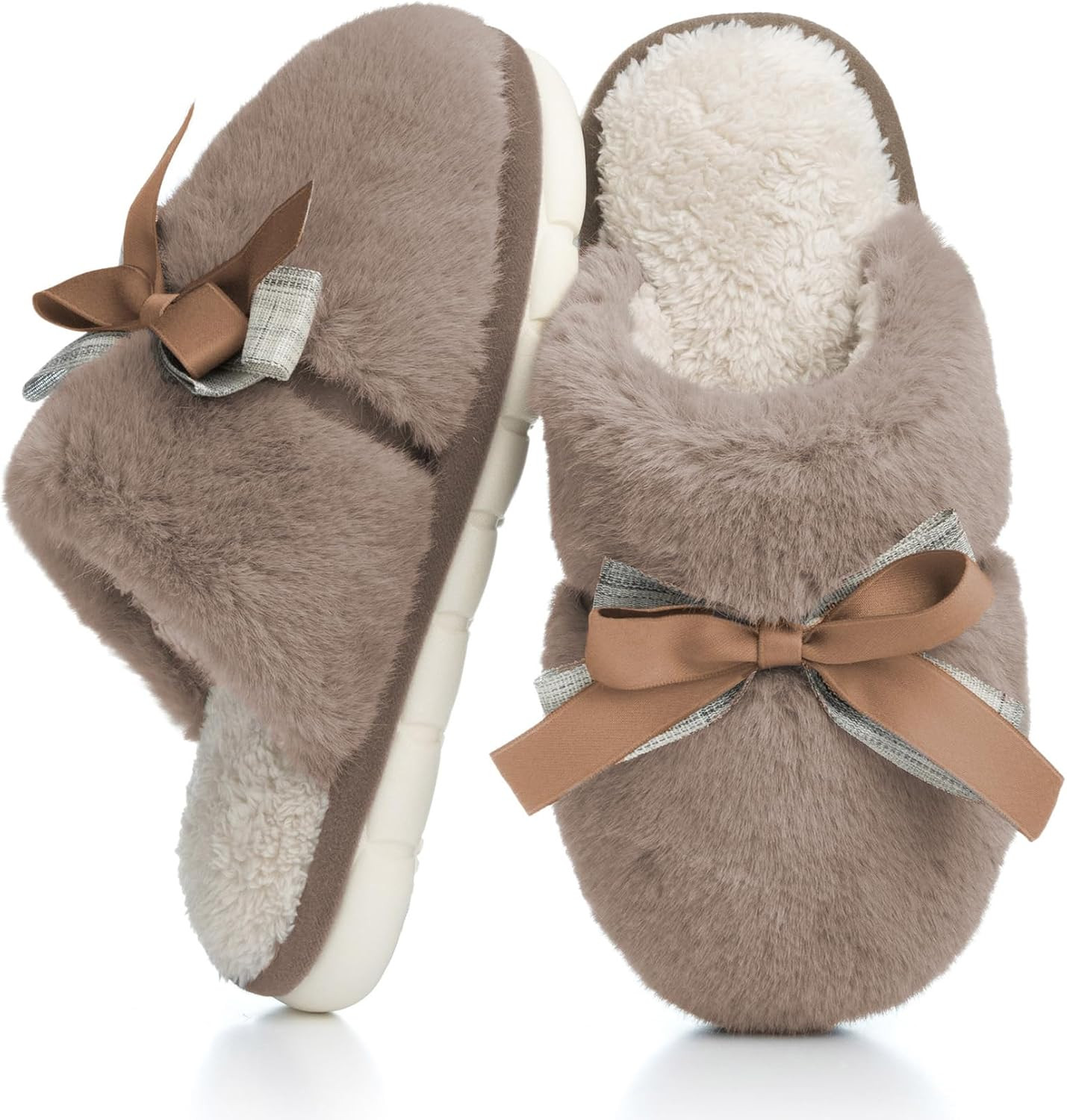 Cute Women's Memory Foam House Slippers- Fuzzy Plush Cozy Shoes with Bow | Amazon (US)