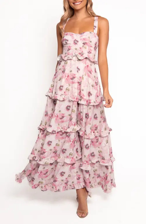 Petal & Pup Lillee Floral Ruffle Tiered Maxi Dress in Pink Bloom at Nordstrom, Size Large | Nordstrom