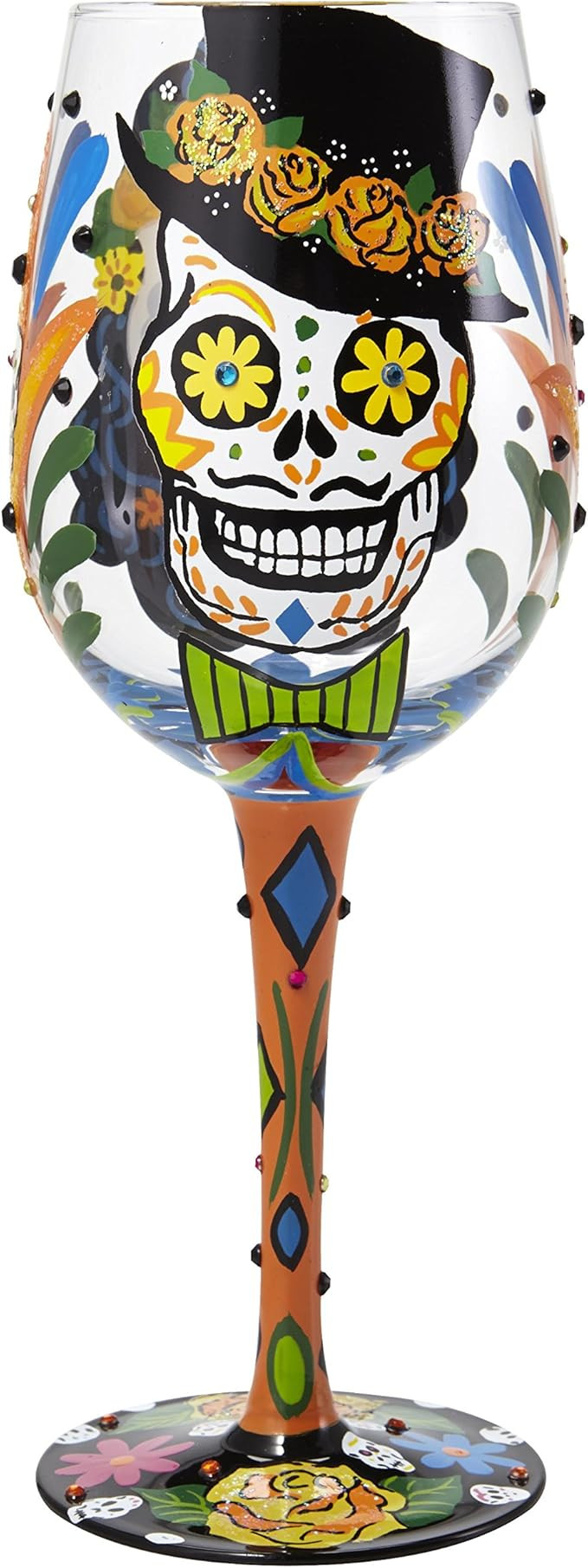 Lolita Sugar Skull Artisan Painted Wine Glass Gift | Amazon (US)