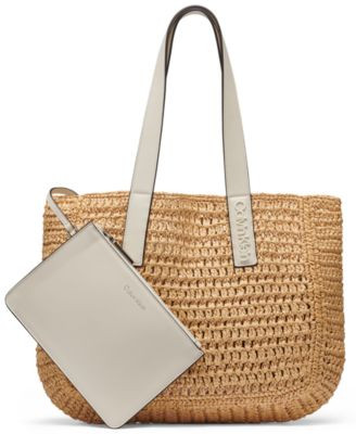 Joan Raffia Tote with Interior Pouch | Macy's