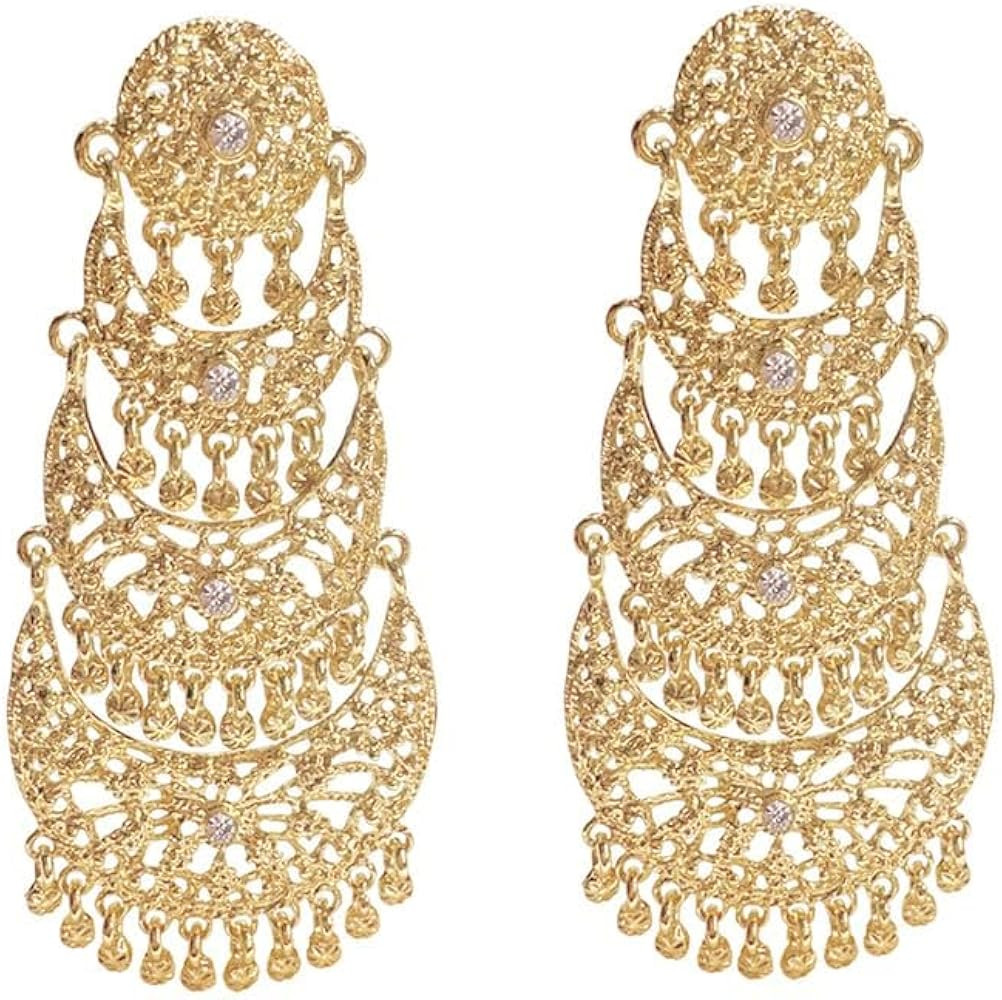 Extra Big Long Tassel Dangling Earring for Women Wedding Statement Crystal Stunning Tiny Flower B... | Amazon (US)