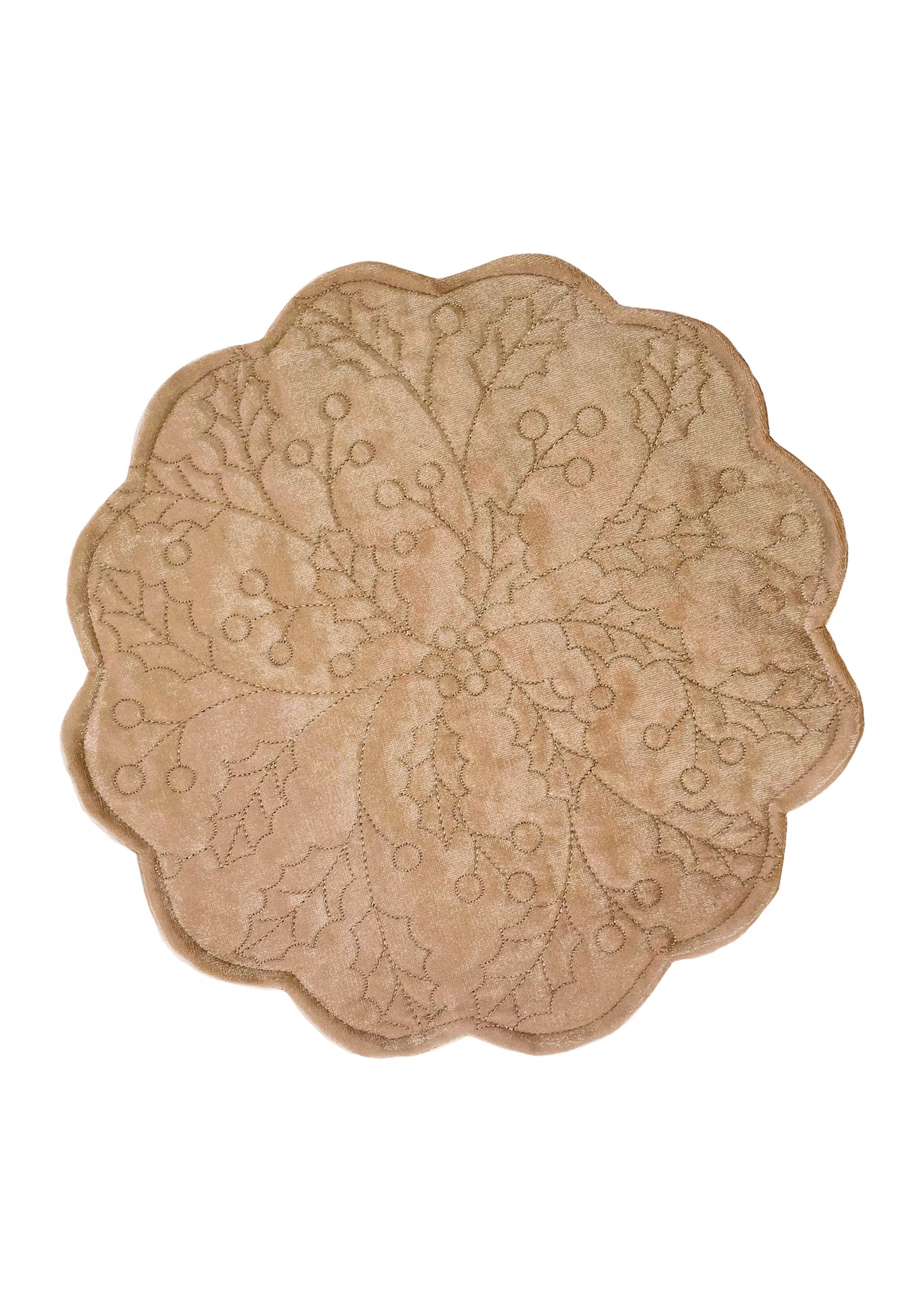 Gold Holly Quilted Scalloped Placemat | Belk